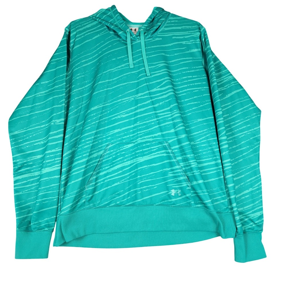 Under Armour‎ Teal Stripe Athletic Hoodie Sweatshirt Pullover XL